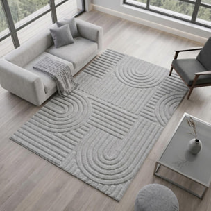 Tapis salon au motif géométrique en relief, moderne et élégant, MANON