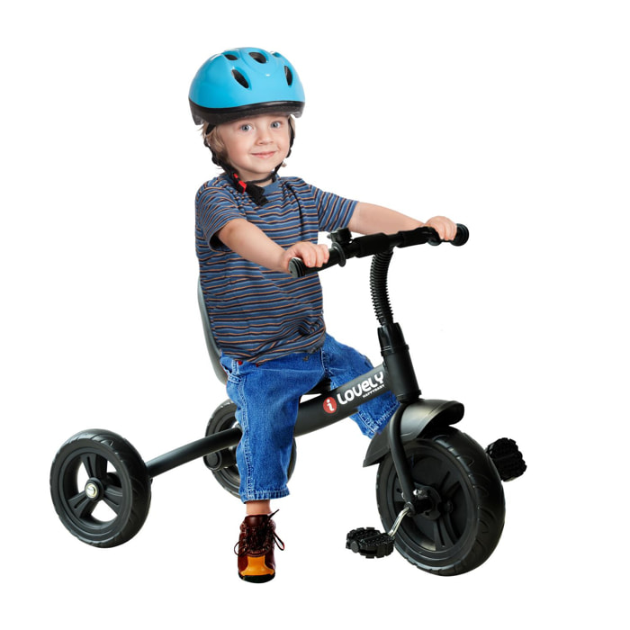 Tricycle enfants multi-équipé garde-boue sonnette pédales antidérapantes siège réglable 2 positions avec dossier