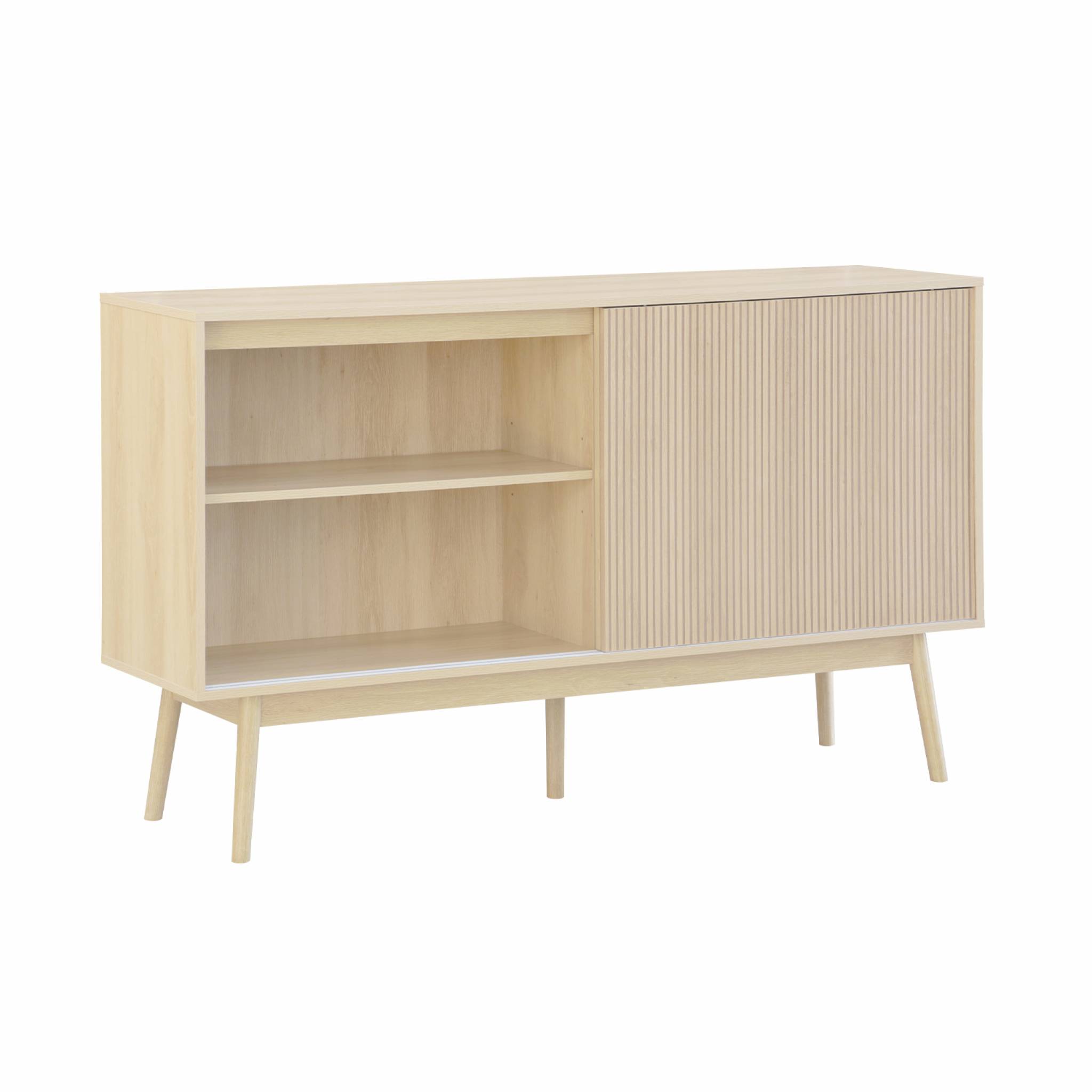 Buffet de rangement décor bois naturel. Linear. deux portes. deux étagères. buffet haut. vaisselier.  L 150 x P 39.5 x H 90cm