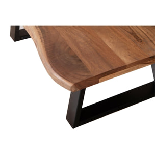 Coffee table in acacia e gambe in metallo 115x65x40 cm