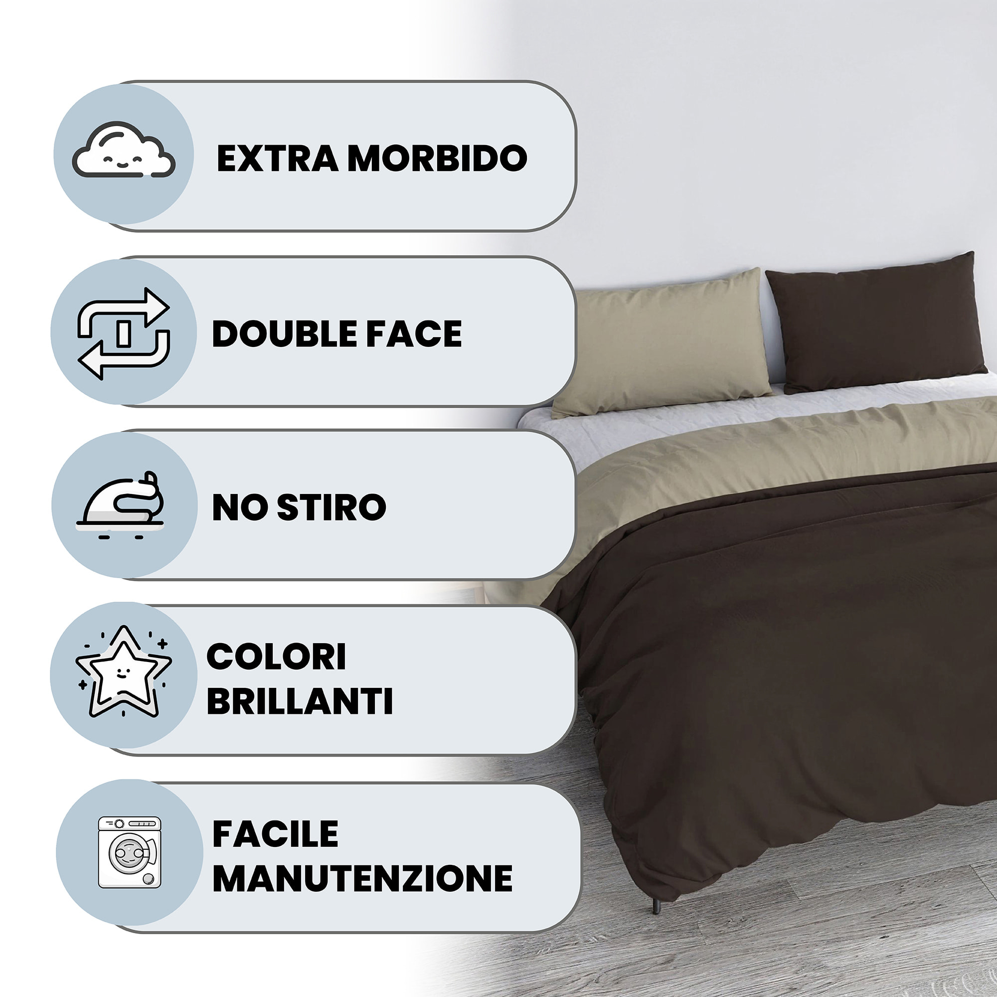 PARURE COPRIPIUMINO VERA - 100% Microfibra - Made in Italy