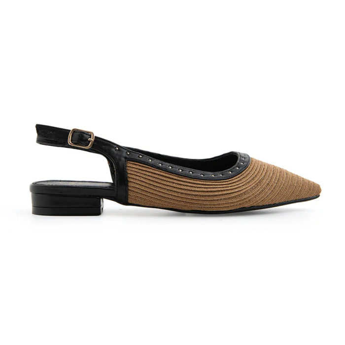 Slingback studded intrecciata - KHAKI