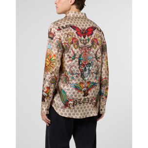 PHILIPP PLEIN Silk Pajamas Shirt Monogram Tattoo