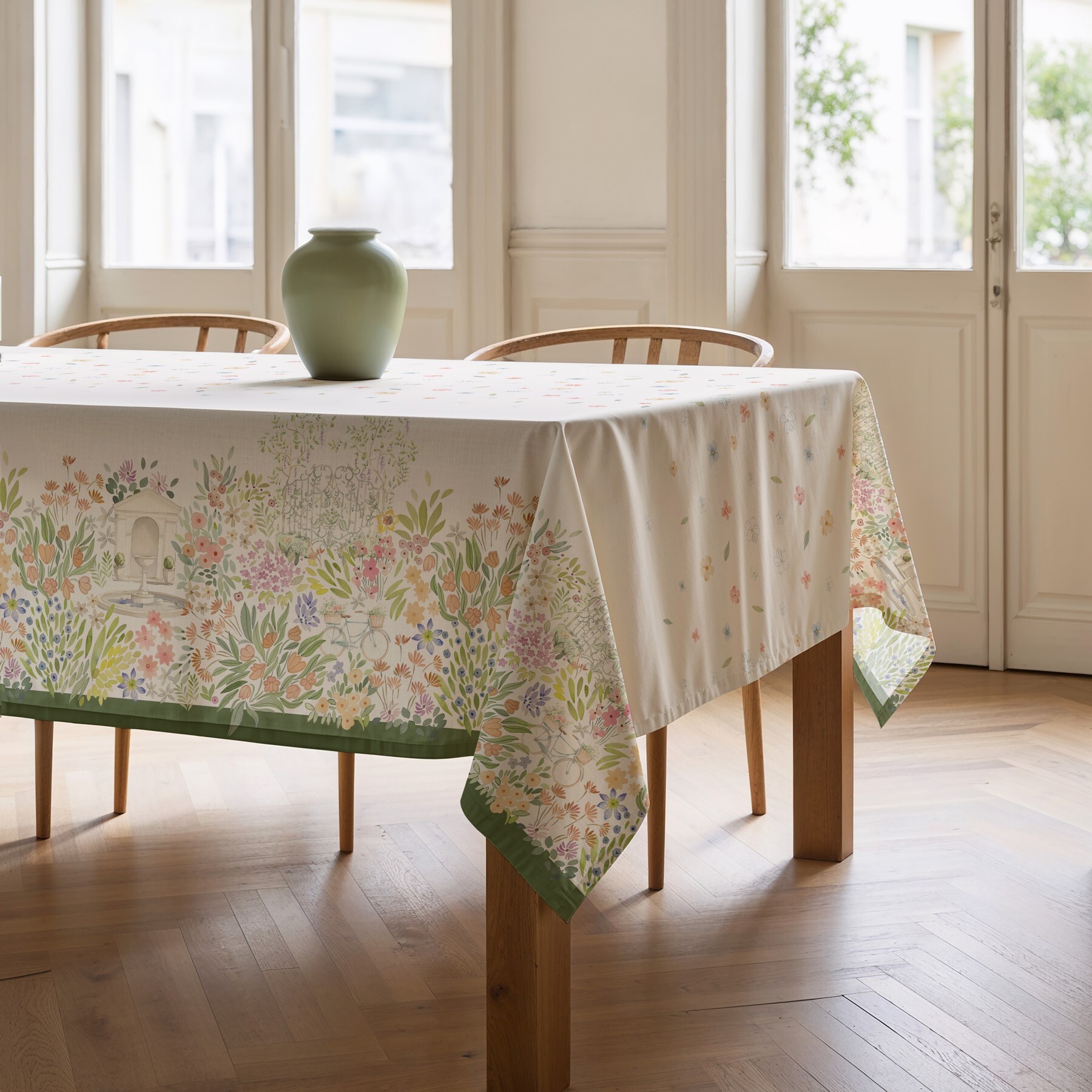Nappe imprimée anti-tâches ORION VERT