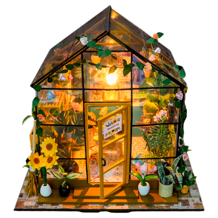 Casa di girasoli. Modello 3D realistico con grande dettaglio e luci LED.