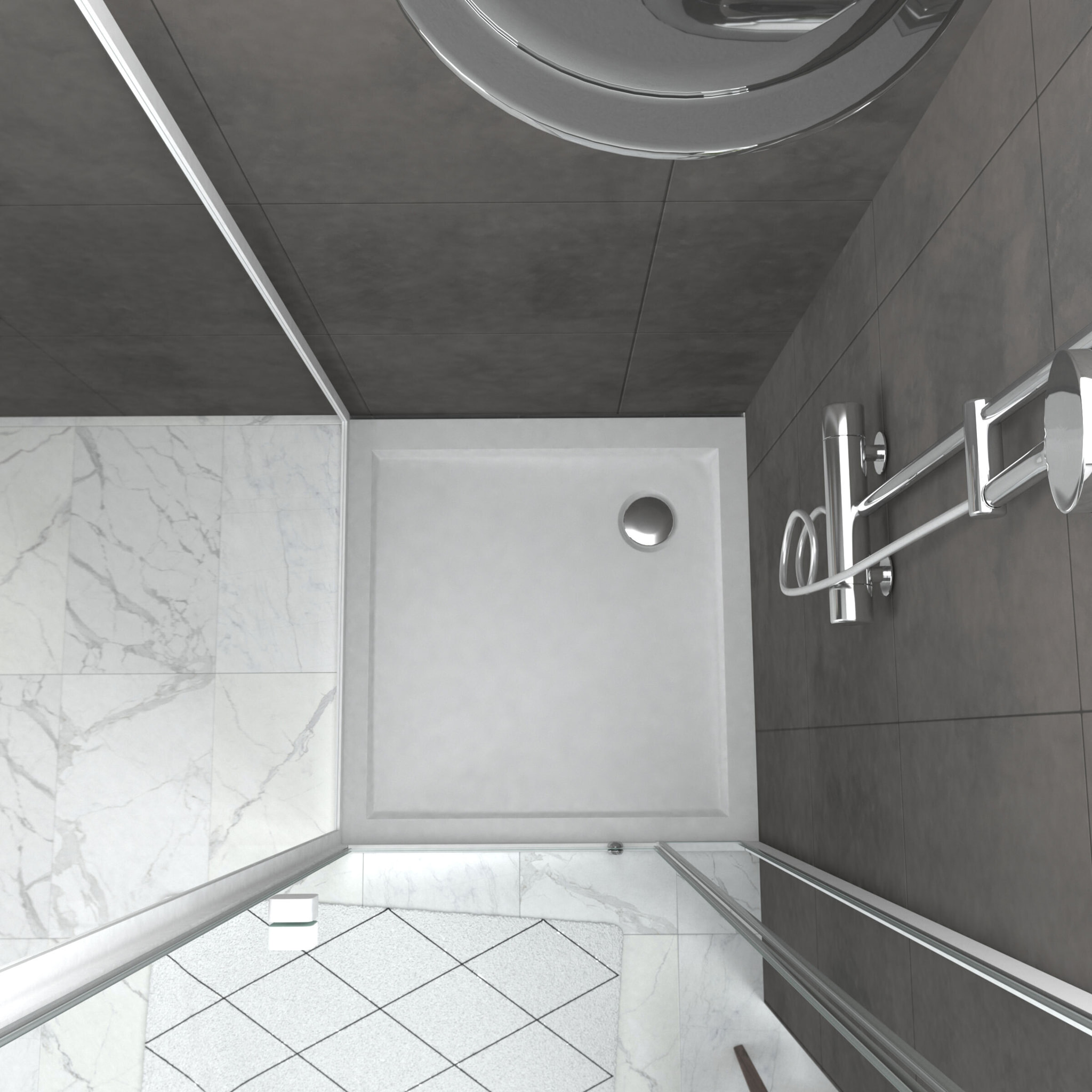 Porte de douche pivotante extensible 78 à 90cm + paroi de retour 90 + receveur 90x90 - WHITY PIVOT