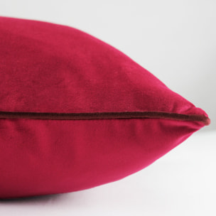 Housse de coussin polyester anti tache uni Velours uni rose-bordeaux