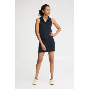 Gonna blu marino June con monogramma ricamato