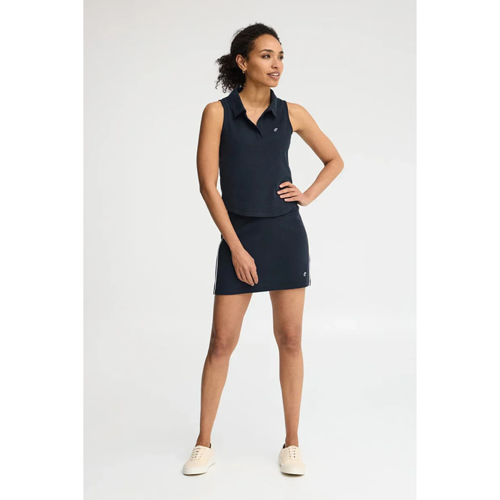 Gonna blu marino June con monogramma ricamato