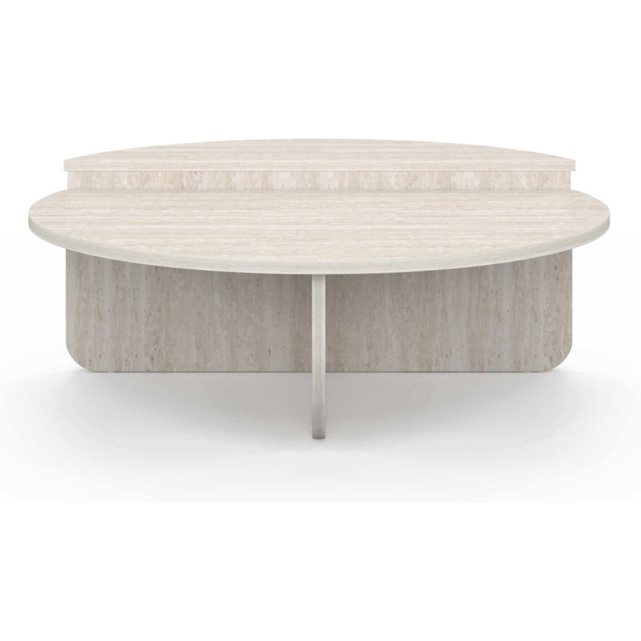 Tables basses rondes asymétriques effet travertin