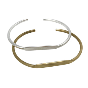 Pack pulseras combo Tubular fino latón plata_oro