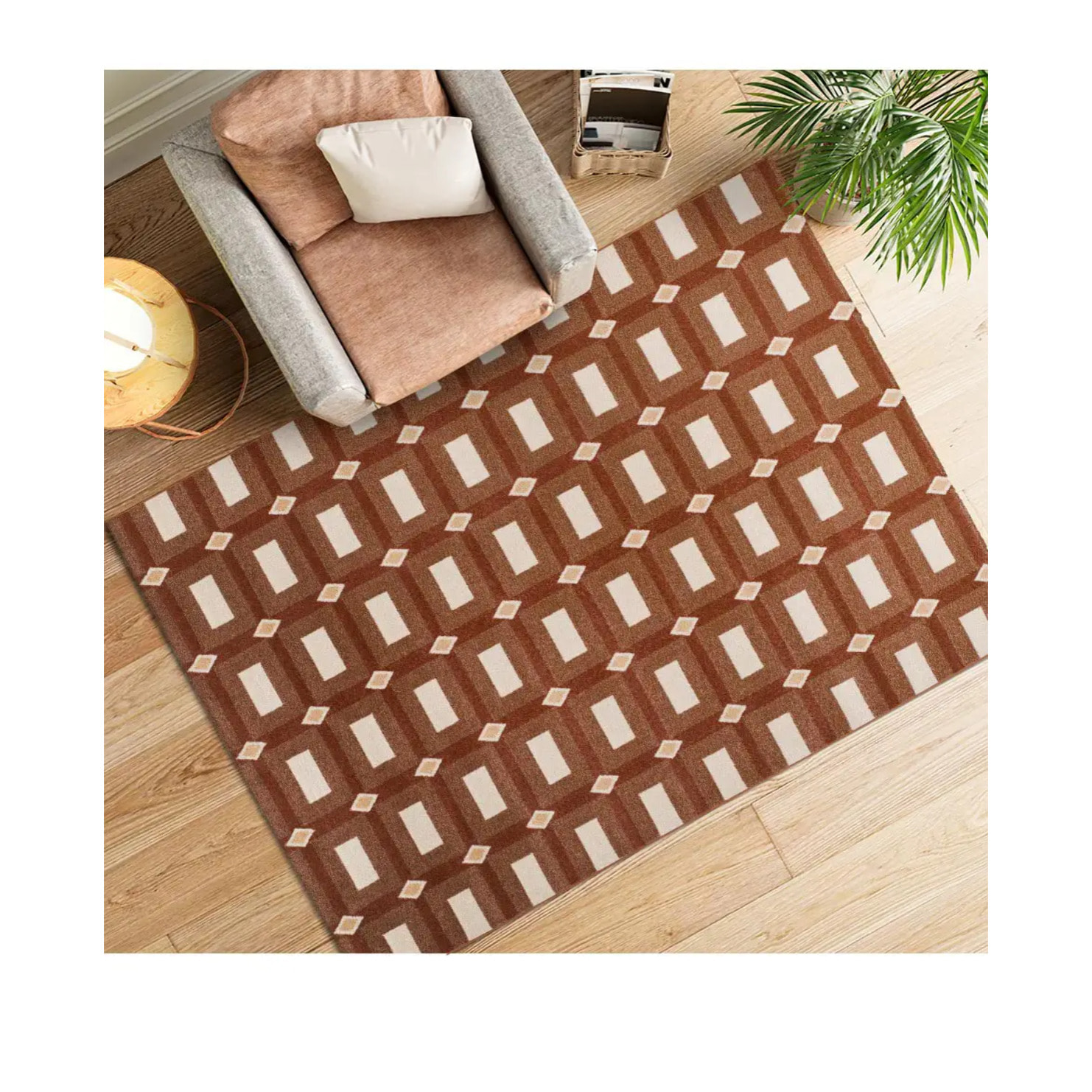 ASTRA Alfombra geométrica de pelo corto caldera, varias medidas disponibles.