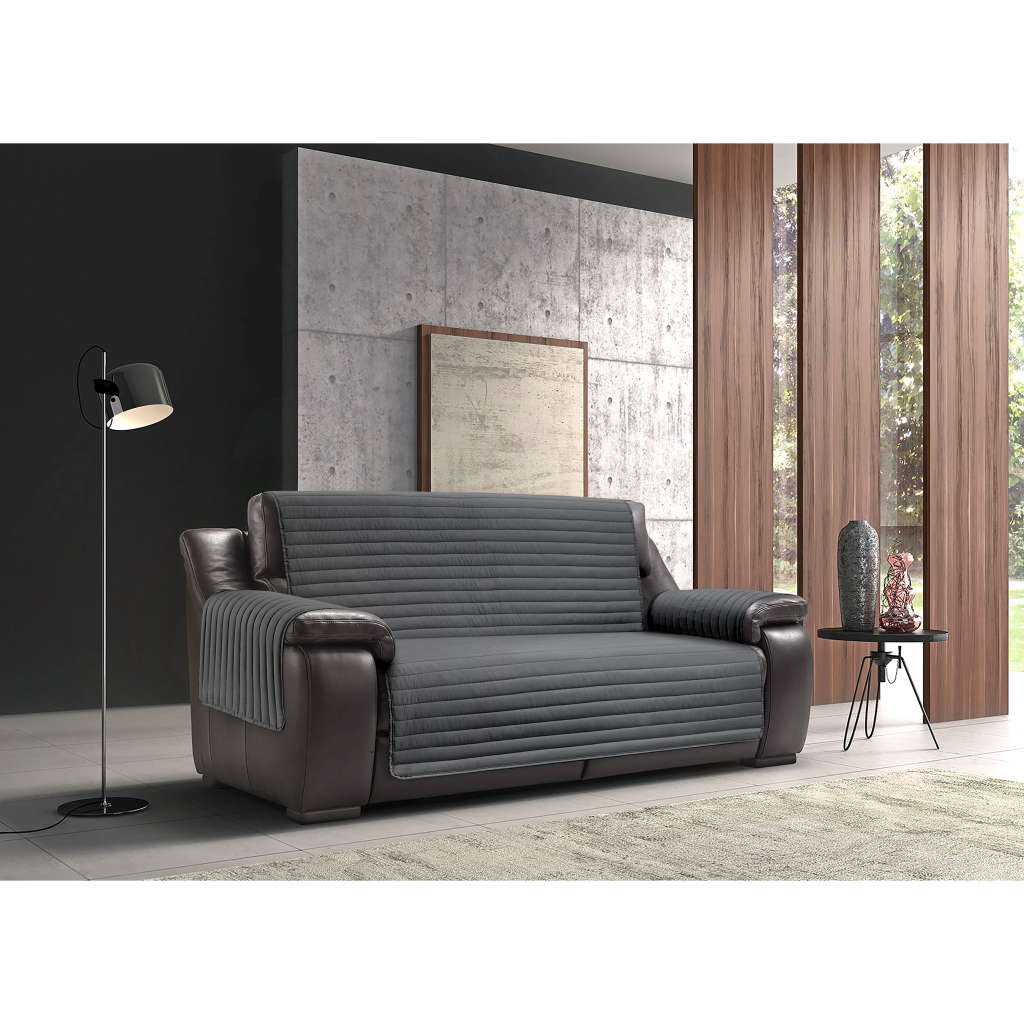 Copridivano Antimacchia Trapuntato Sofa Grigio Chiaro-Grigio Scuro