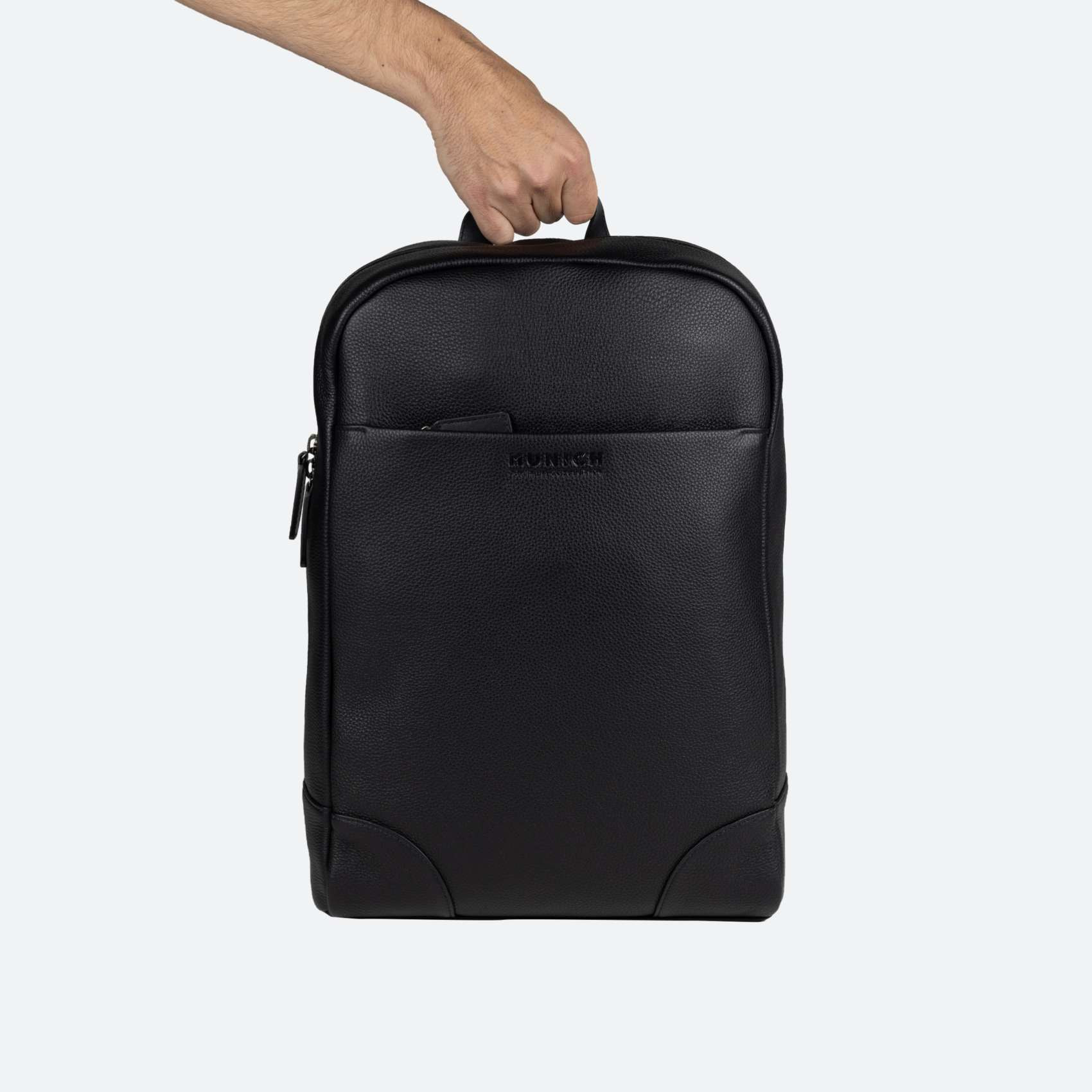 Mochila de piel negra con banda para trolley BACKPACK CRAFT