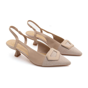 Slingback timeless kitten - KHAKI