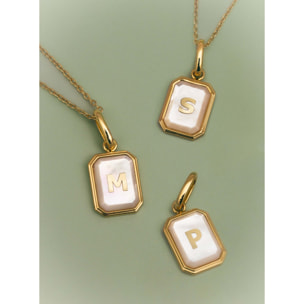 Charm Personalized Letter Mother of Pearl Placcato Oro