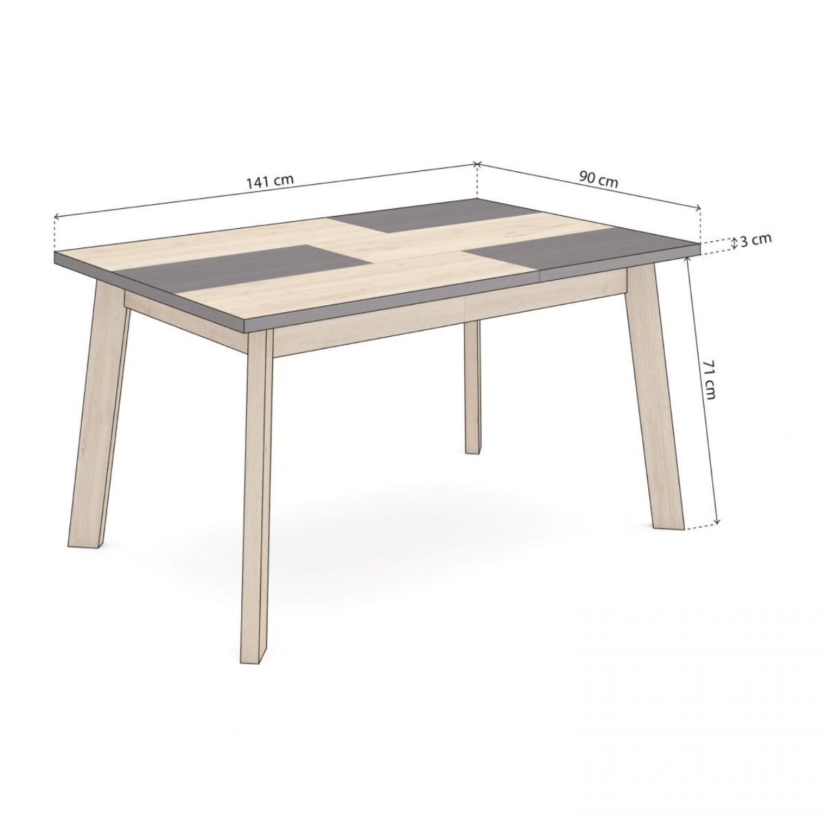 Mesa de comedor Naira 140 Roble Negro Roble