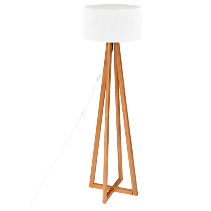 Lampadaire "Molu" - bois et blanc H140 cm