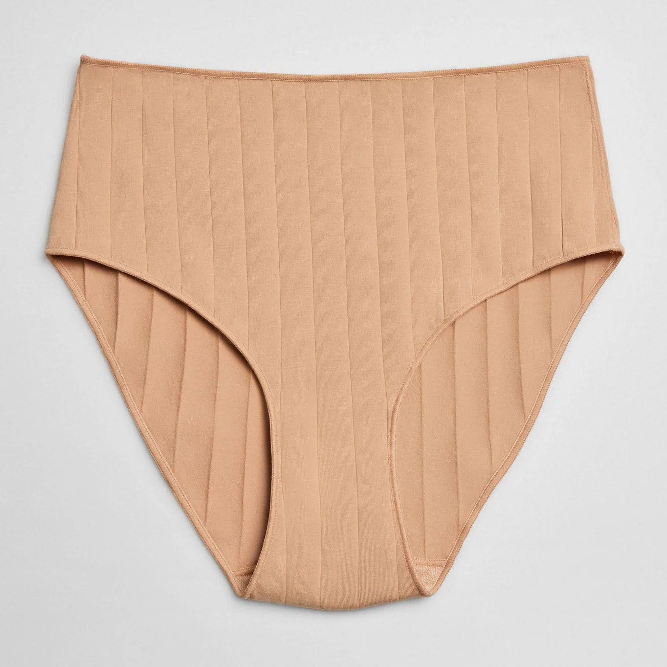 Slip a vita alta a coste beige