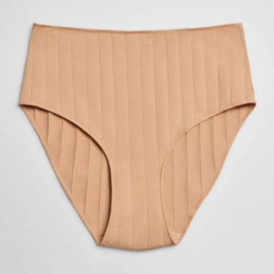 Slip a vita alta a coste beige