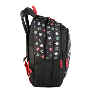 Minecraft TNT mochila primaria doble compartimento, de gran capacidad y adaptable a carro.