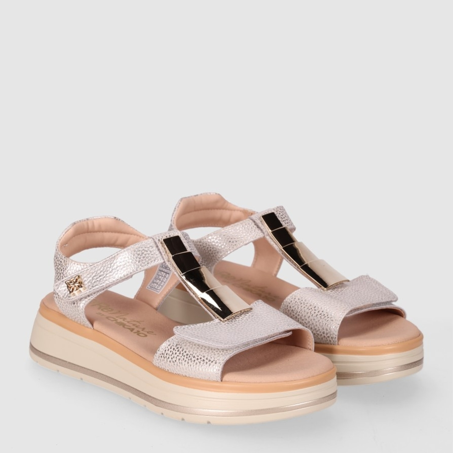 Sandalias de Piel - Platino - Tacón: 5 cm