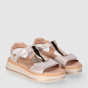 Sandalias de Piel - Platino - Tacón: 5 cm
