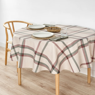 Nappe ronde anti-taches Carreaux Noël 100