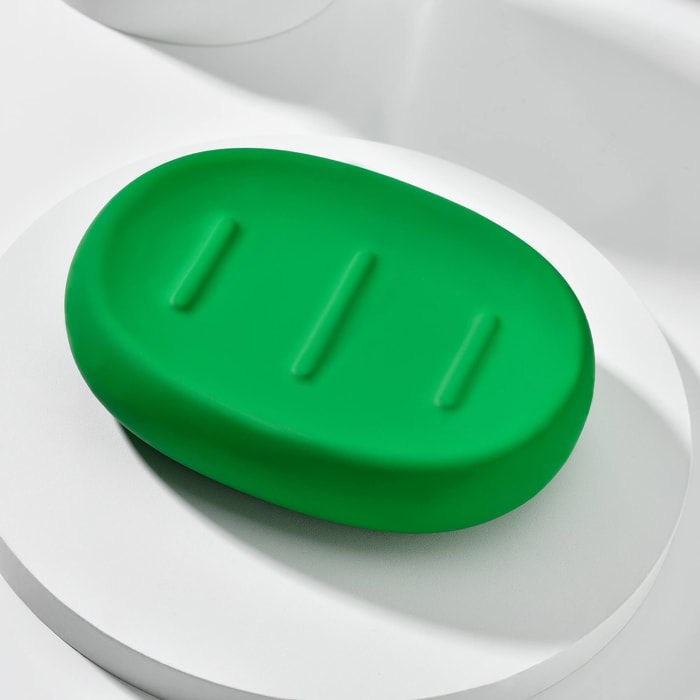 Plato para jabón de baño en cerámica verde