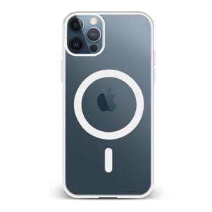 DAM Custodia ibrida anti-shock  Magsafe per iPhone 12 / 12 Pro. Bordi in silicone e retro in PVC. 7,43x1,02x14,95 cm. Colore bianco