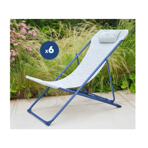 Lot de 6 Chiliennes en acier - bleu nuit - SUNNY