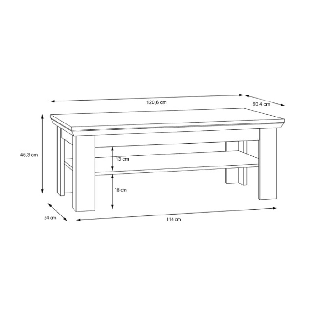 Table basse avec étagère en bois effet chêne clair blanchi - ILONA