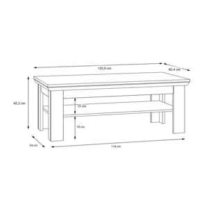 Table basse avec étagère en bois effet chêne clair blanchi - ILONA
