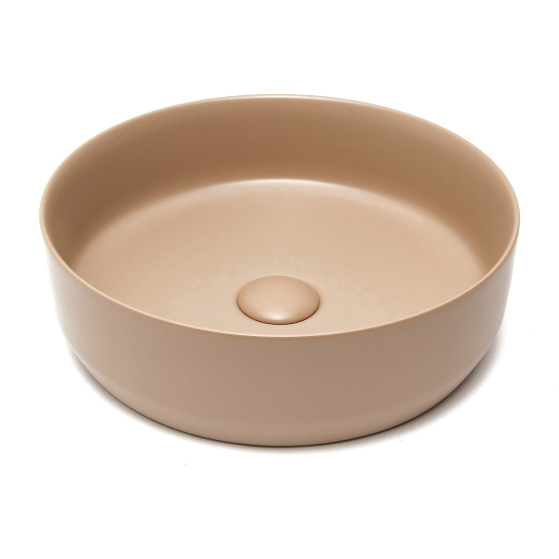 Vasque à poser ronde en céramique diamètre 39 cm - moka mat - sans trop-plein - SAT Infinitio
