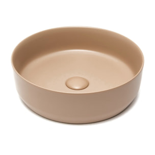 Vasque à poser ronde en céramique diamètre 39 cm - moka mat - sans trop-plein - SAT Infinitio