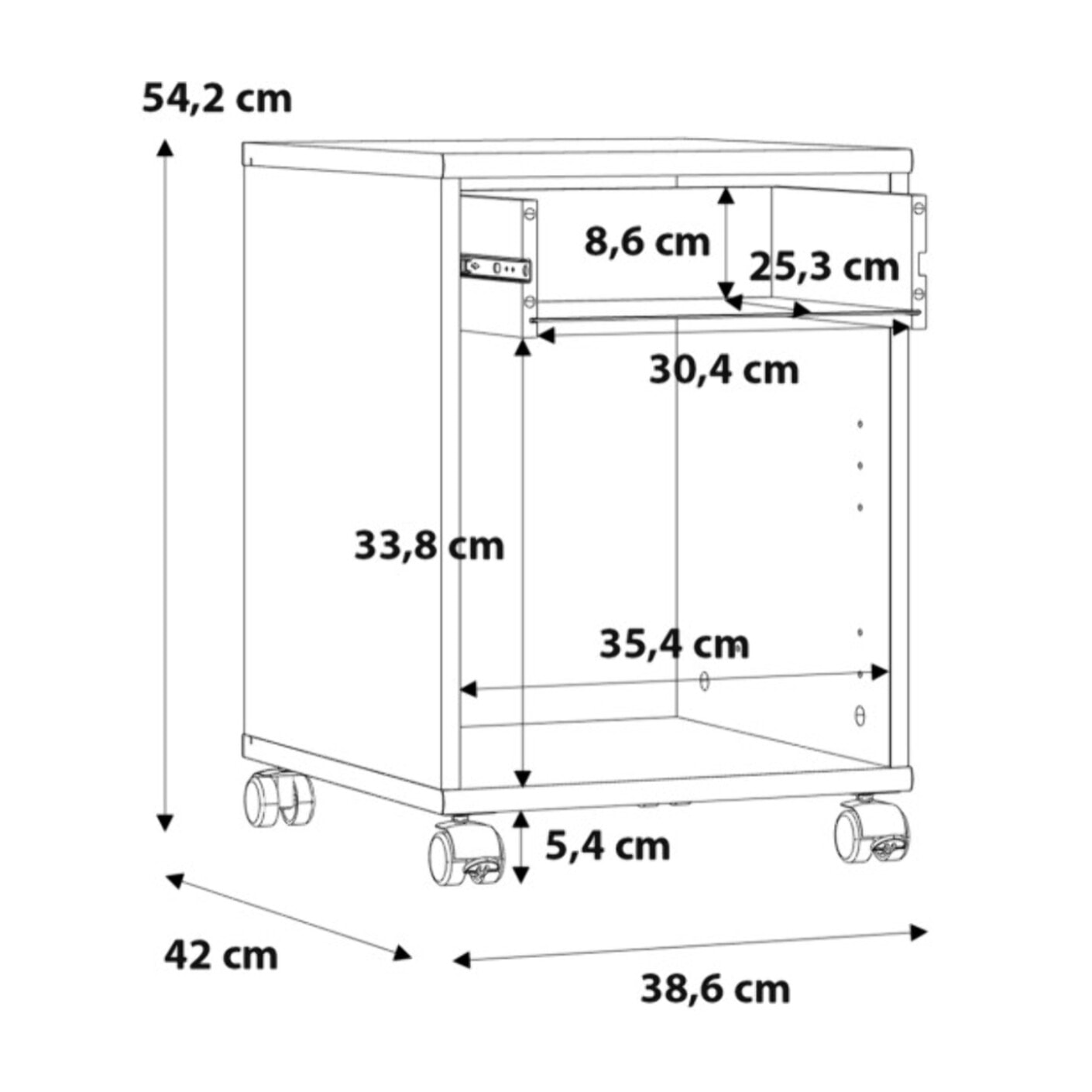 Caisson H. 54 cm avec roulettes et décor blanc - MIA