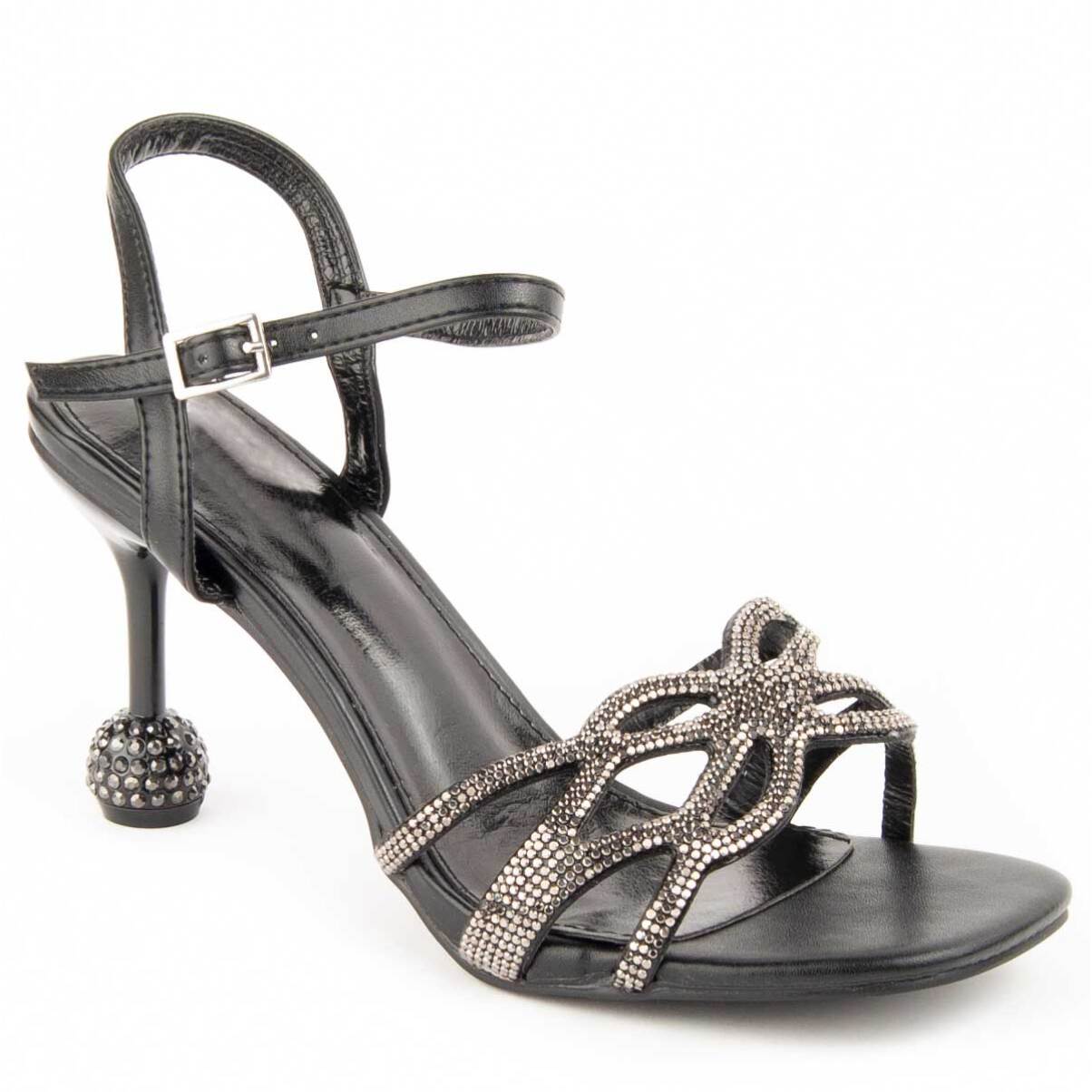 Sandalia De Tacón - Negro - Altura: 9 Cm