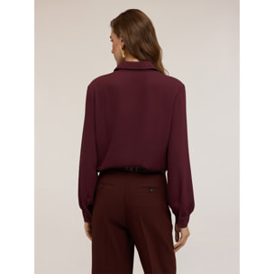 Motivi - Camisa con botones forrados - Burgundy