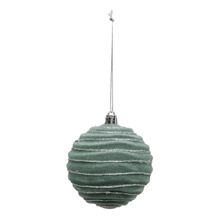 Boule de Noël pailletté vert x9 80mm
