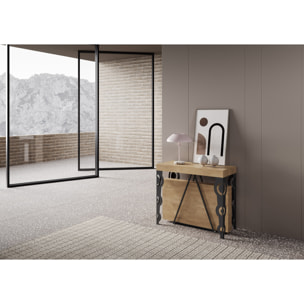 Consola extensible 90x40/300cm Aceres roble natural estructura antracita