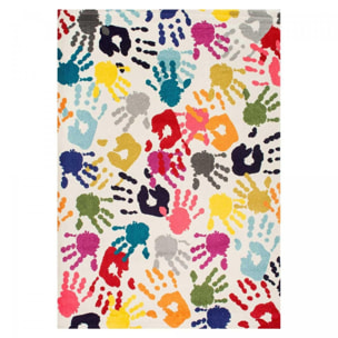 Tapis enfant Lafi motif mains multicolores, facile d'entretien