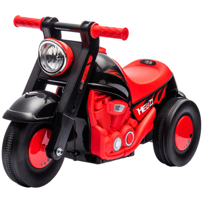 Porteur enfant moto 3 roues effet bulles et musique rouge noir