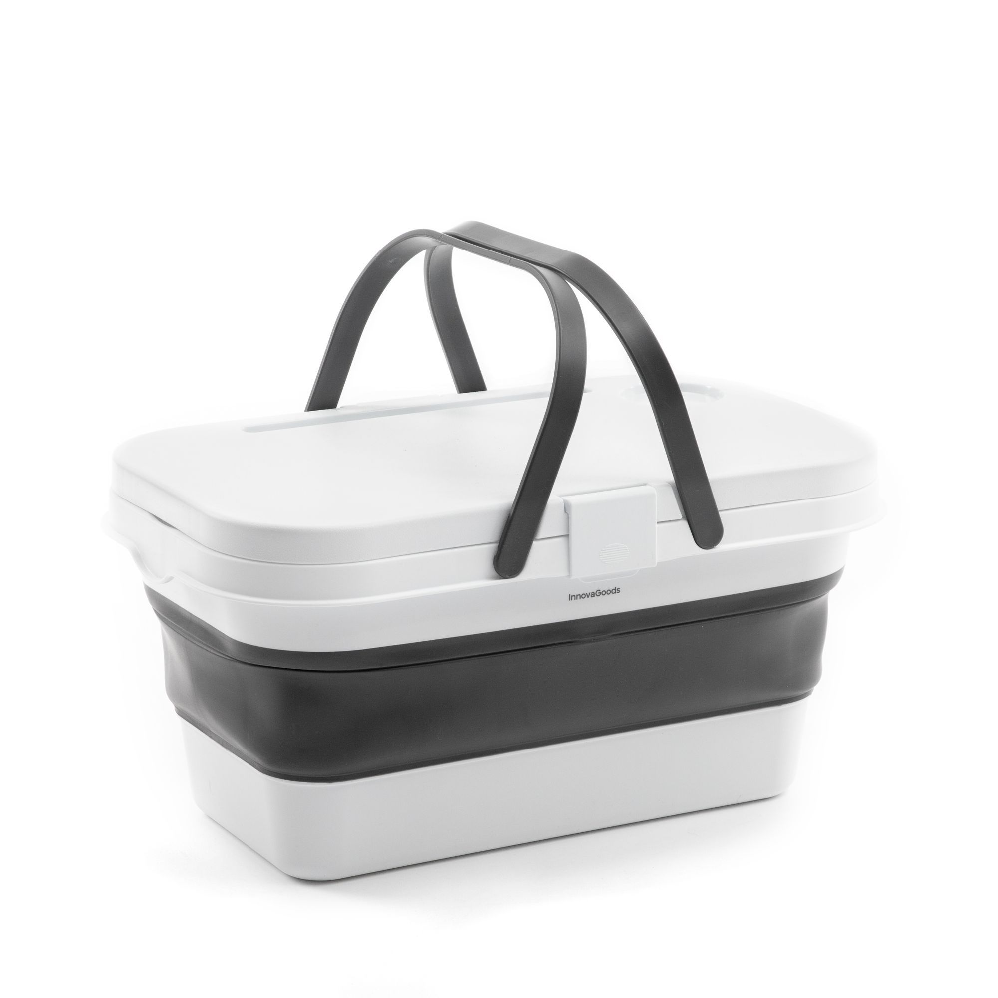 Cesta da picnic pieghevole con coperchio-tavolo Pickning - grigio e bianco - 16 L - 47,3 x 9-24,5 x