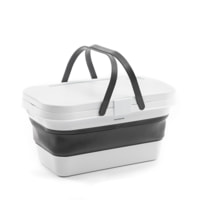 Cesta da picnic pieghevole con coperchio-tavolo Pickning - grigio e bianco - 16 L - 47,3 x 9-24,5 x