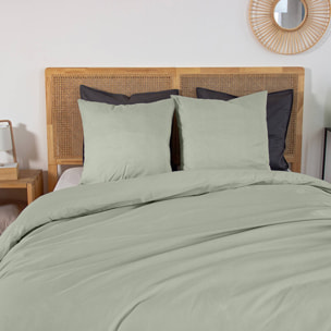 Parure de lit percale de coton 2 places sauge SKALA