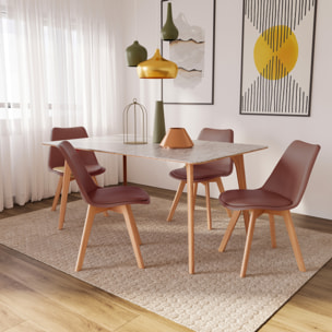 Set Di 4 Sedie Per Sala Da Pranzo Ufficio Con Gambe Faggio Legno Massello Massiccio Stile Nordico Scandinavo Seduta Imbottita Soggiorno Sala Tortora