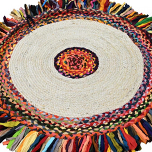 Tapis kilim rond fabriqué à la main en jute ORA