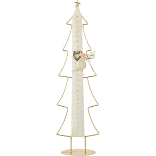 J-Line Sapin de Noël LED calendrier de l’avent - métal - blanc/doré