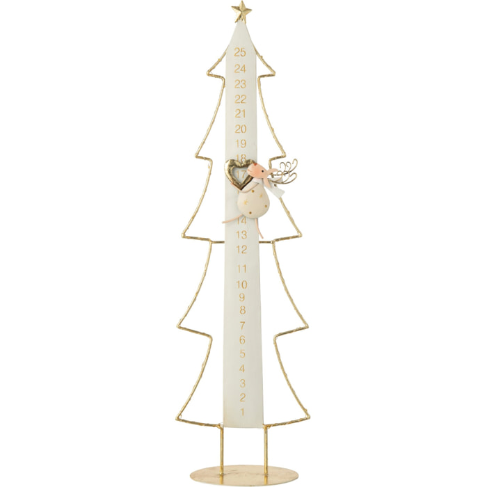 J-Line Sapin de Noël LED calendrier de l’avent - métal - blanc/doré