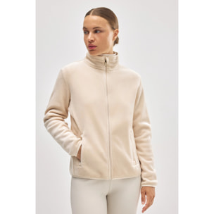 Giacca termica in pile avorio in stile sportivo